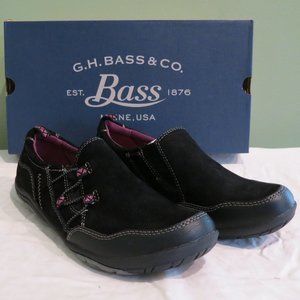 New Bass Brinna 8M Black  Slip On Athletic  with Pink Accents